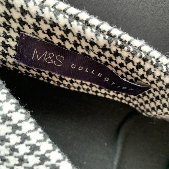 Marks & Spencer Midi Skirt Size UK 18 Houndstooth Asymmetrical Hem Thick Heavy - Picture 10 of 10